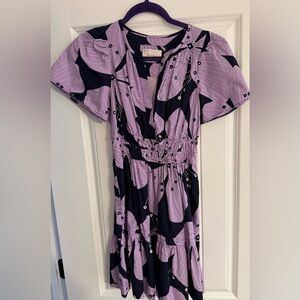 Anthropologie Purple and Black Mini Dress